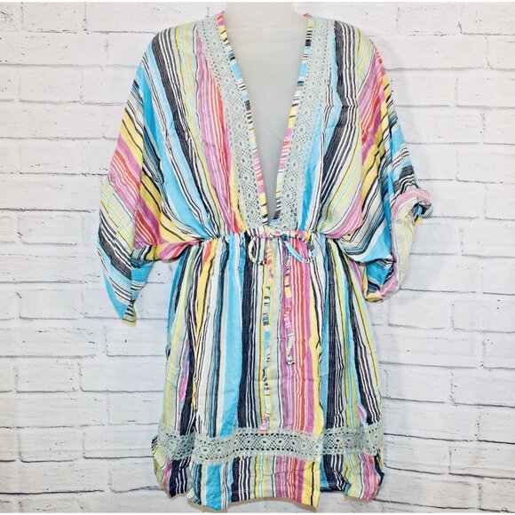 Dotti Havana Coast Striped Tunic Swim Cover-Up Multicolor Size Medium $58 - Picture 2 of 8